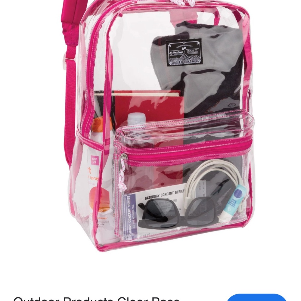 Clear Pink Backpack Outdoor Bag Clear Pass Daypac… - image 3